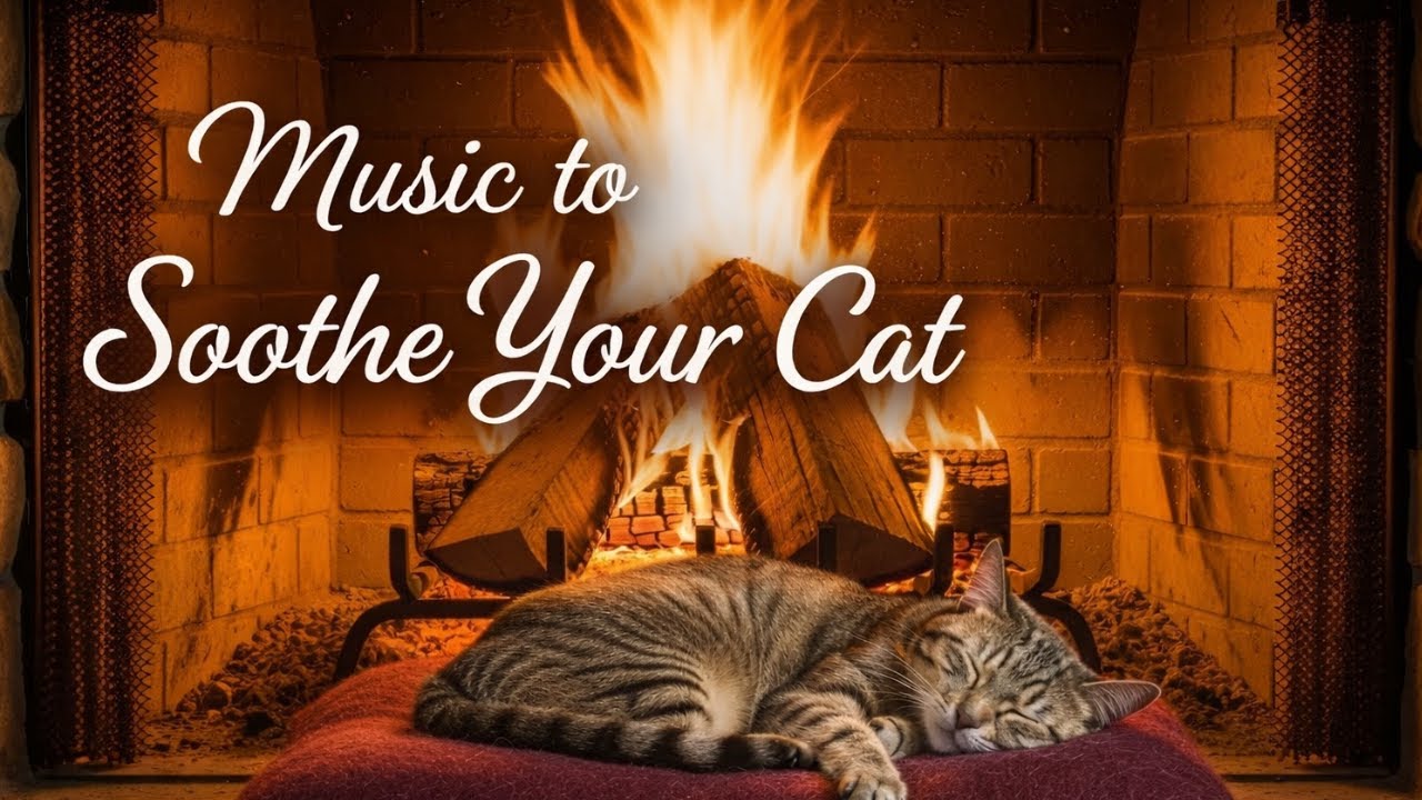 Deep Sleep for Cats 💤 2 Hours of Warm Fireplace & Relaxing Music