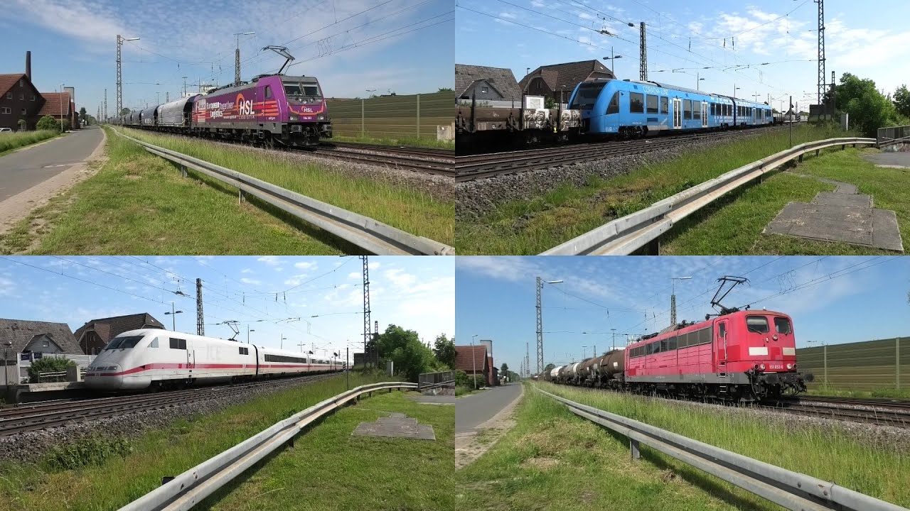 Bahnverkehr in Lindhorst Am Holzplatz mit iLINT, ICE 1,2 & T, WFB Kiss, Güterzügen und S-Bahn