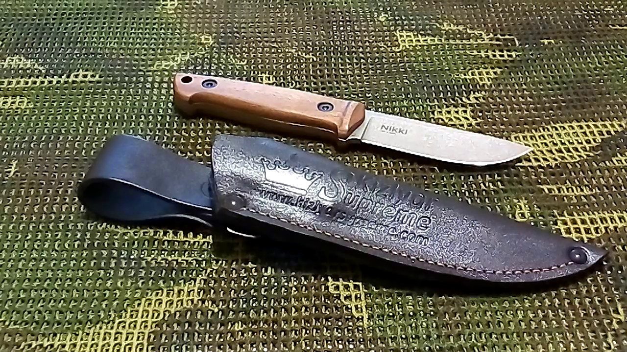 Туристический нож NIKKI AUS-8 STONEWASH рукоять орех от Kizlyar Supreme.