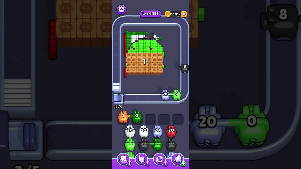 The Green Giant is eating!! Level 233 of pixel flow! #pixelflow subscribe to see more levels!