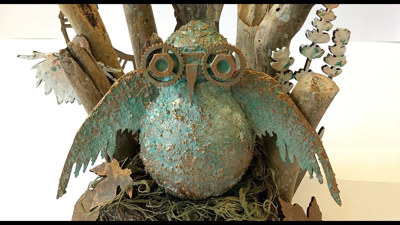 Steampunk Owl, mixed media piece made for The Paper Crafting