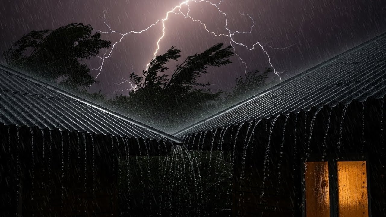 Heavy Rain on Cabin Roof 🌧️ Sleep Fast with Thunderstorm Sounds for Relaxation #33
