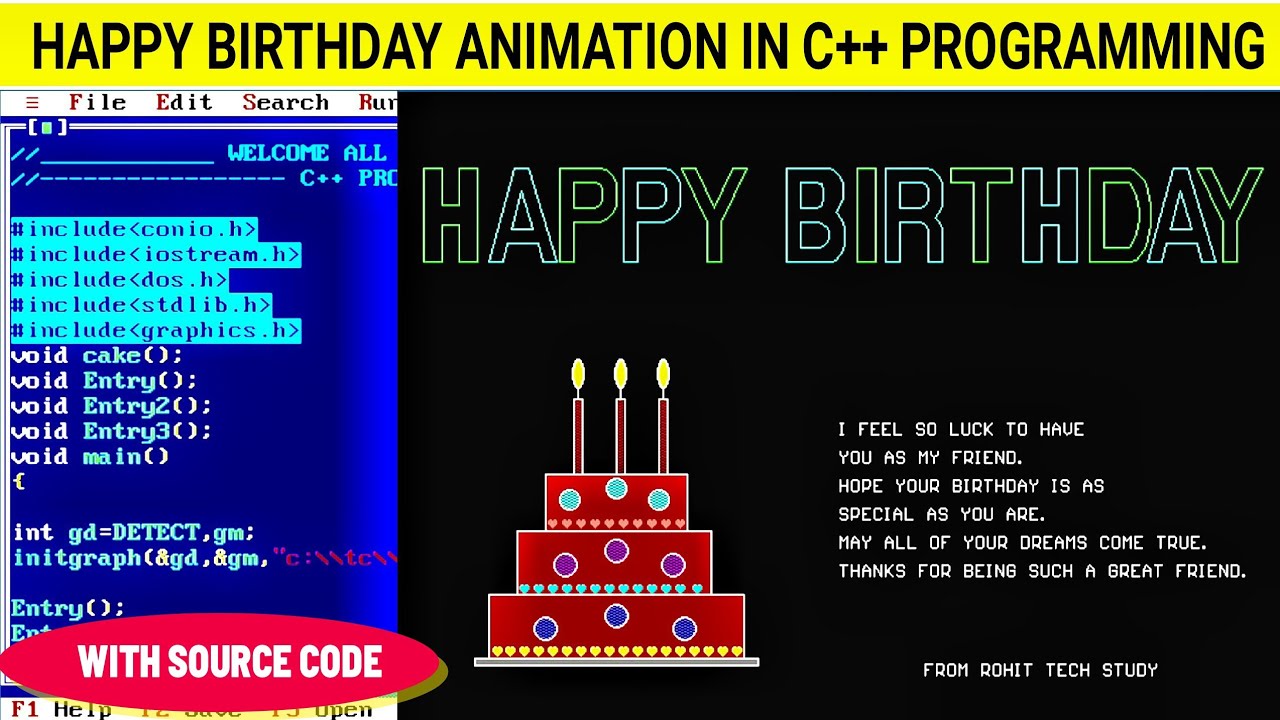 Happy Birthday wishes C++ Programming | Birthday wishes in c graphics | Birthday celebration in c