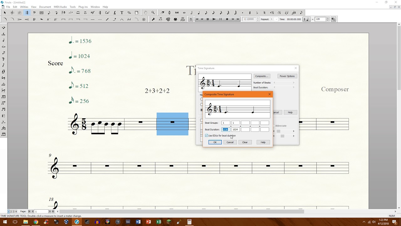 Finale v25.5: Time Signature Beaming