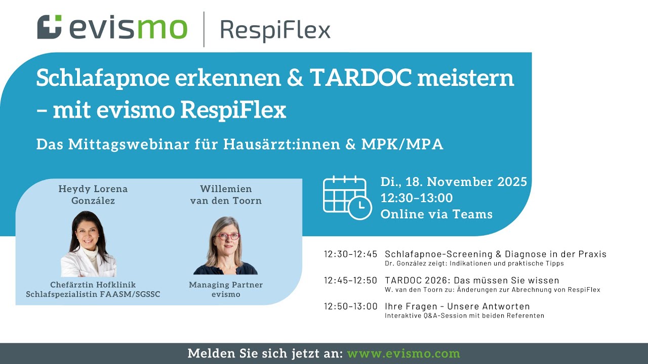 Schlafapnoe erkennen und TARDOC meistern – mit evismo RespiFlex