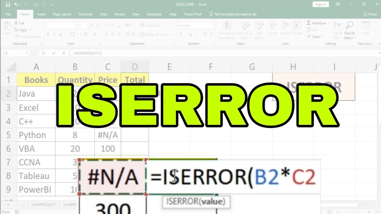 ISERROR Formula in Excel