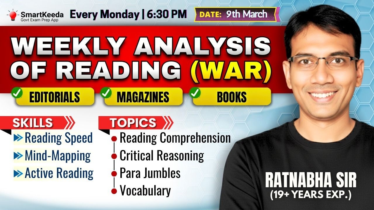 Monday WAR session | 9-March | RC made easy with Active Reading by Ratnabha Sir