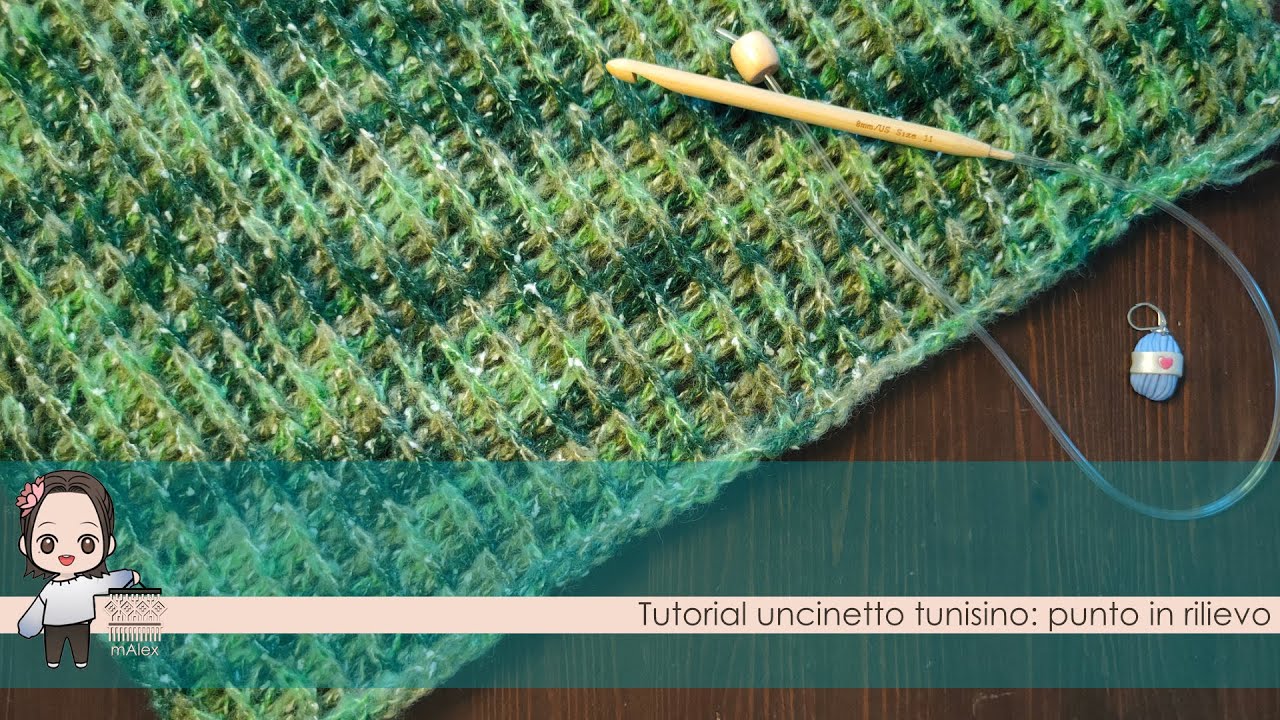Tutorial uncinetto tunisino: punto coste, rilievo righe verticali