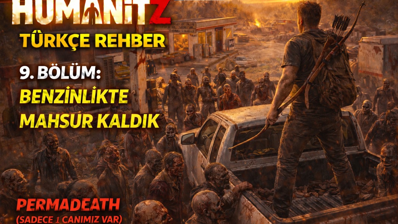 HumanitZ TÜRKÇE REHBER - 9.BÖLÜM: BENZİNLİKTE MAHSUR KALDIK(PERMA DEATH)#humanity  #humanitzgameplay
