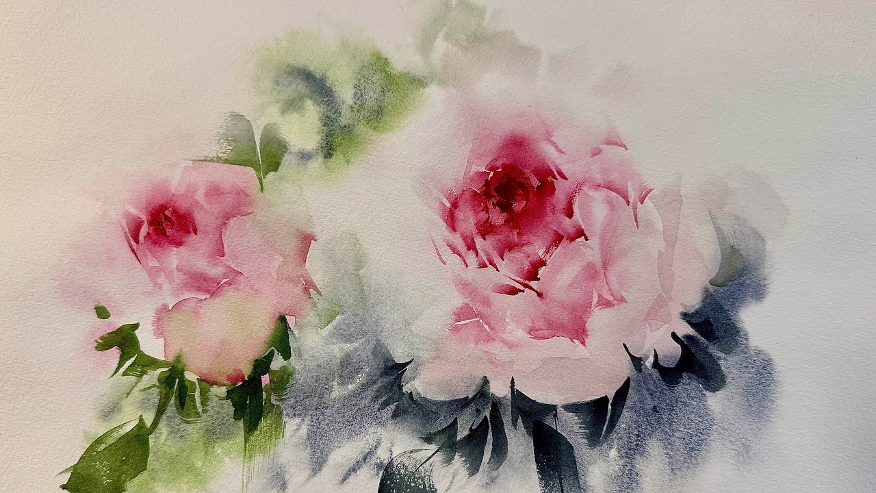 Paint Loose Pink Roses in Watercolor | Negative Painting Technique Tutorial for All Levels