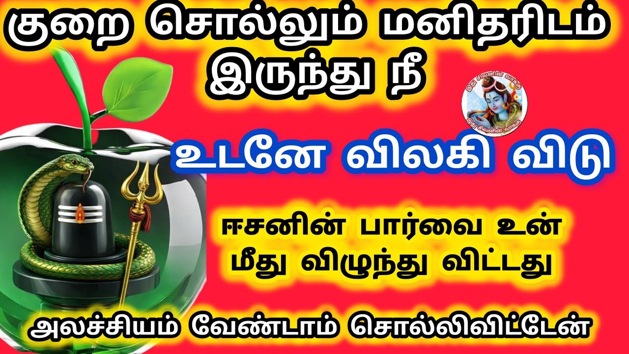 அலச்சியம் வேண்டாம் சொல்லிவிட்டேன் ஈசனின் பார்வை உன் மீது விழுந்து விட்டது 