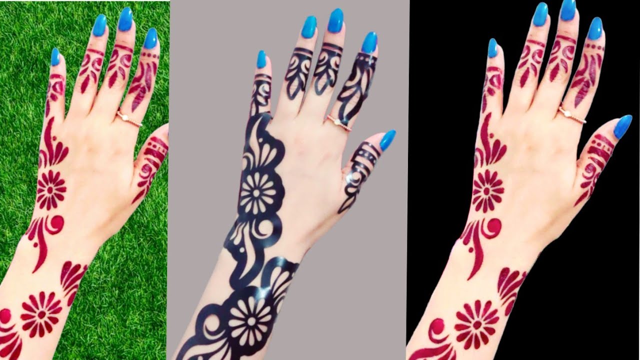 نقشة حناء سريعه وروووعة ب أستكرات الحناء /Beautiful stickers Mehndi Design