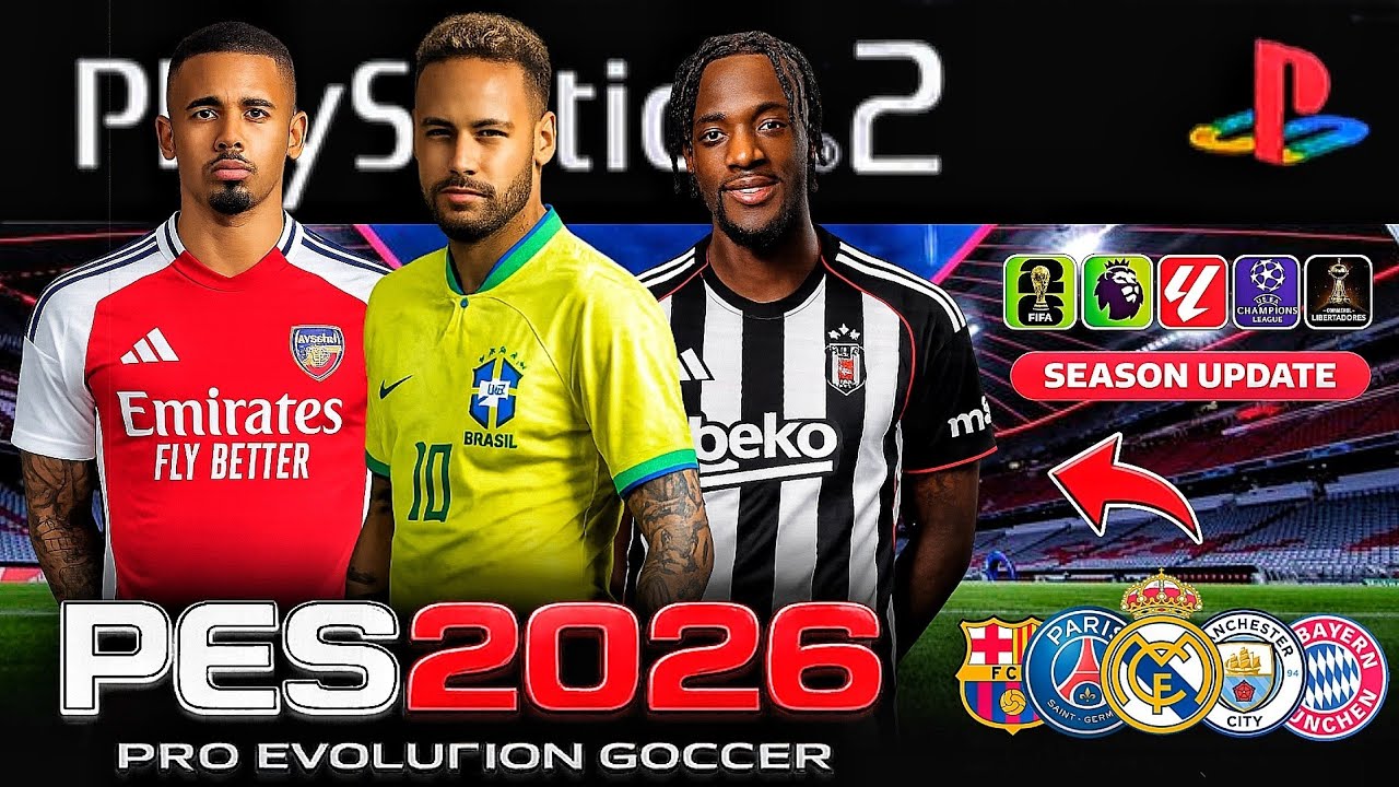 NOVO PES 2026 (PS2) ISO DOWNLOAD GRÁTIS! NOVA ATUALIZAÇÃO RUMO ESTRELATO AETHERSX2, PCSX2 OPL ✅️ 