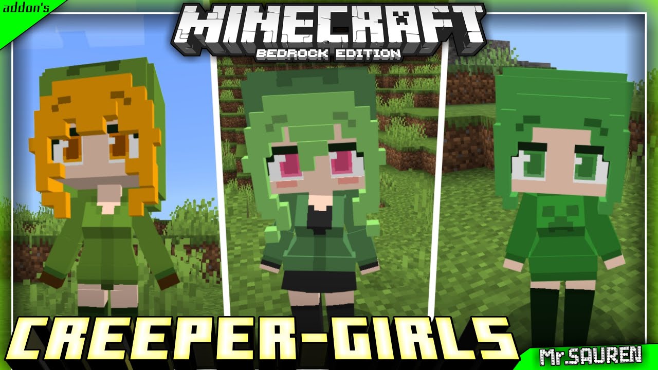 Creeper Girls Model Cute💕[Bedrock]❗Resources Pack Minecraft PE/BE  1.21.132+
