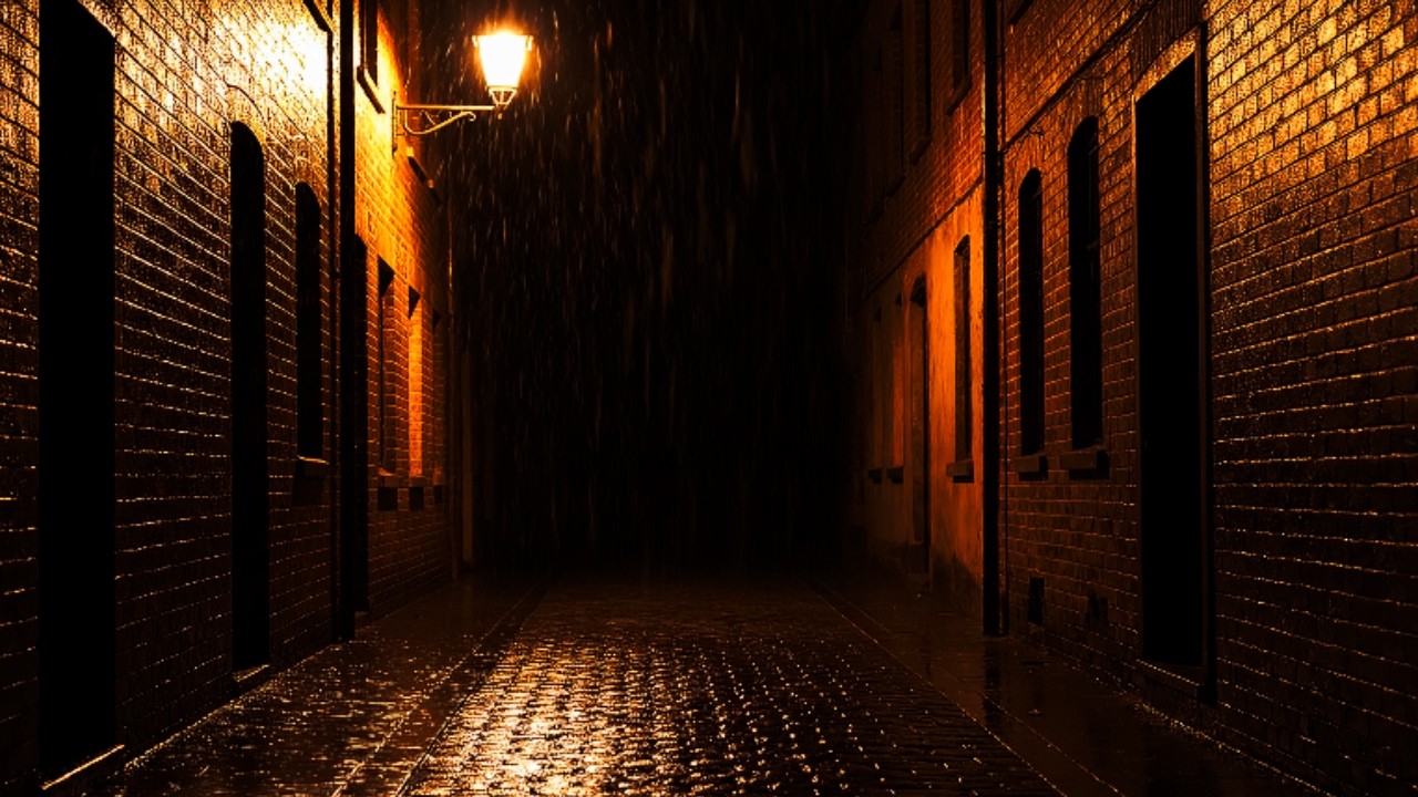 A Narrow Alley in the Rain at Night | Dim Light Ambience (1 Hour)