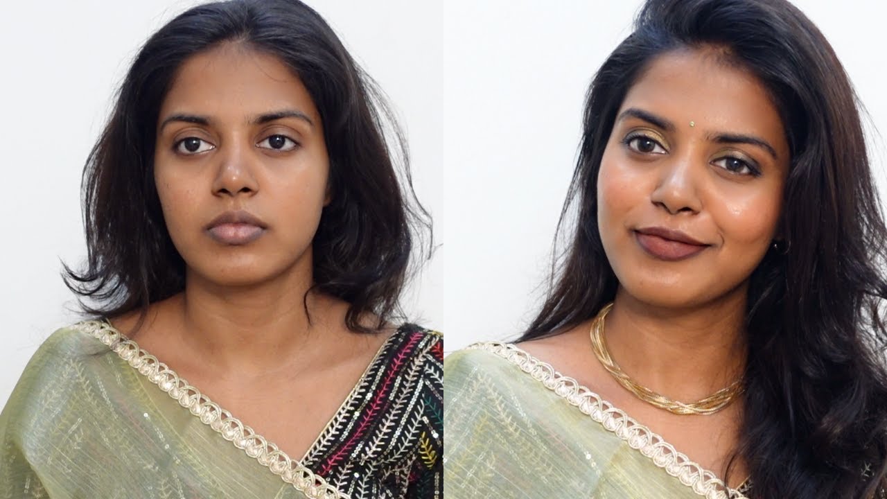 தமிழில்-Trendy NO FOUNDATION Party makeup look💚 || Beginner makeup✨ || HARINI SI