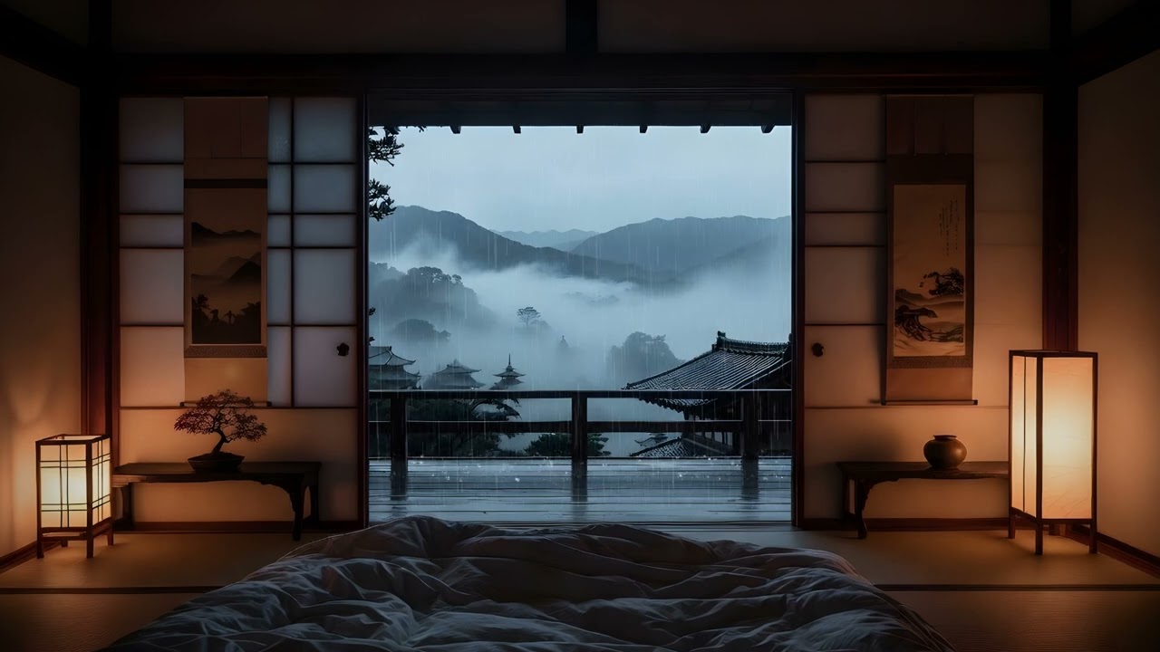 Japanese Mountain Rain & Thunder for Deep Sleep 🌧️ 1 Hour Heavy Porch Rain | No Music No Ads