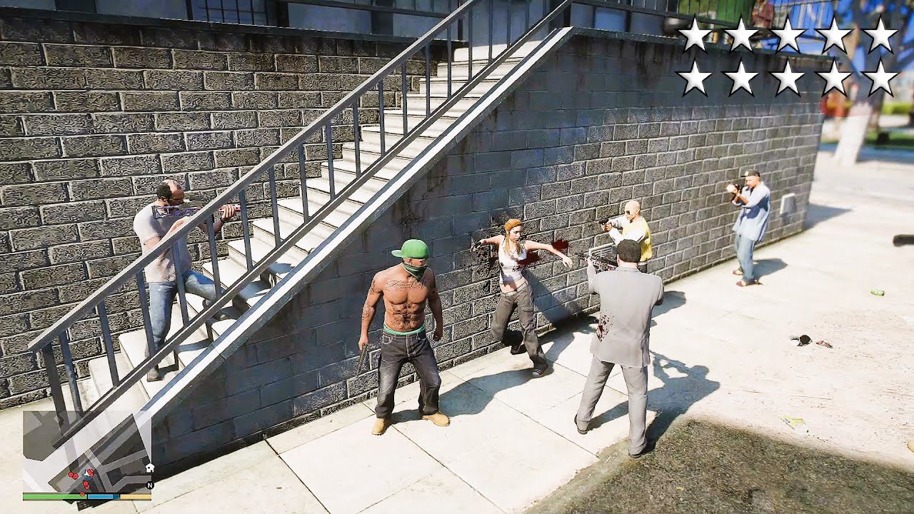 GTA 5 - Franklin, Michael and Trevor's Ten Star Escape From The VAGOS HIDEOUT # 181
