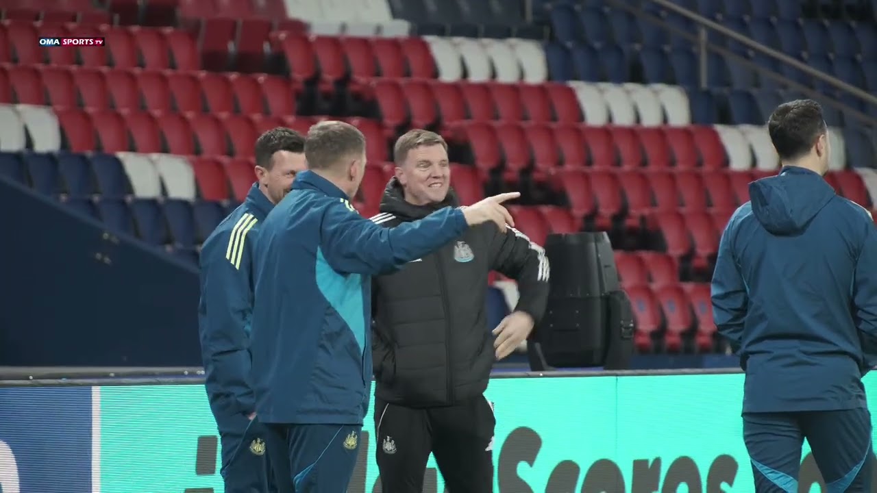 Newcastle United training in Paris ahead UEFA Champions League clash against PSG.