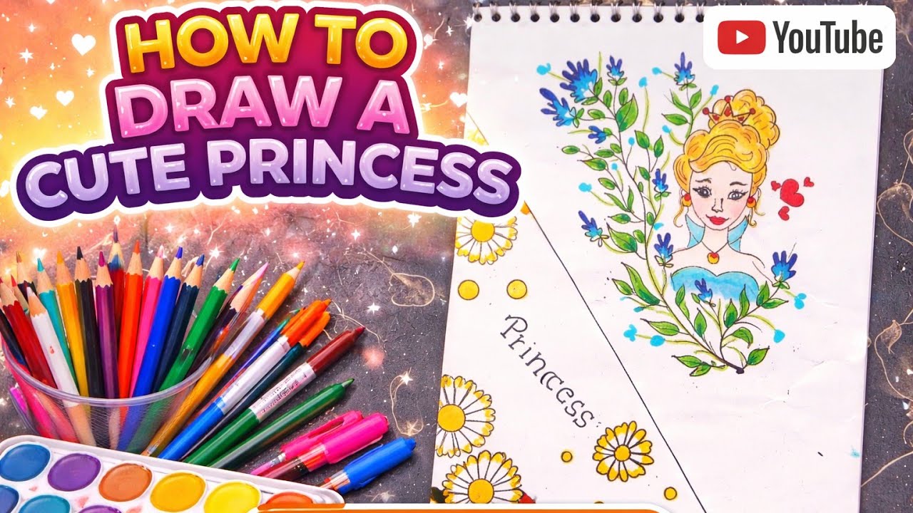 Beautiful Princess Drawing with Flowers 🌸 | Easy Princess Art Tutorial for Beginners #Trendingvideos