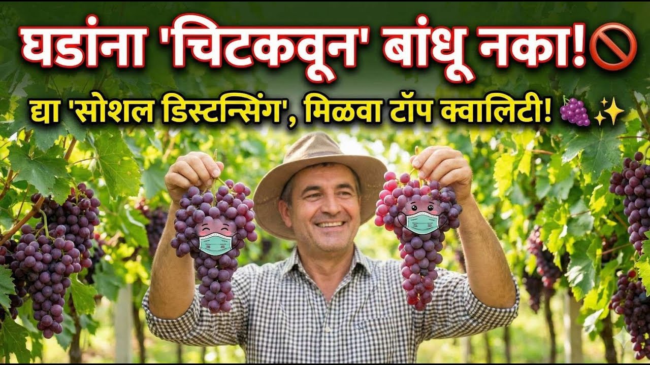 द्राक्षाची 'सोशल डिस्टन्सिंग' बांधणी! 🍇