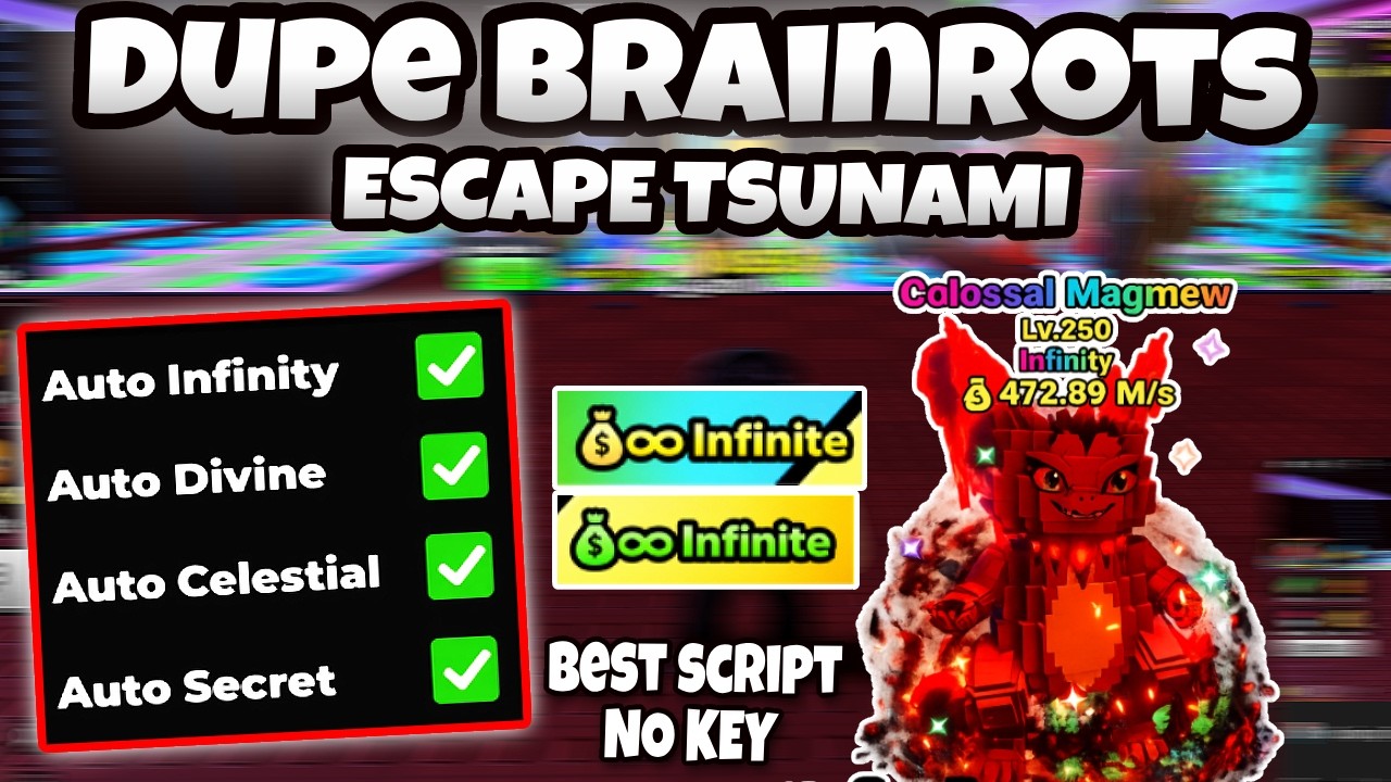 OP Escape Tsunami For Brainrots Script 2026 | Auto Infinity, Auto Divine, Dupe