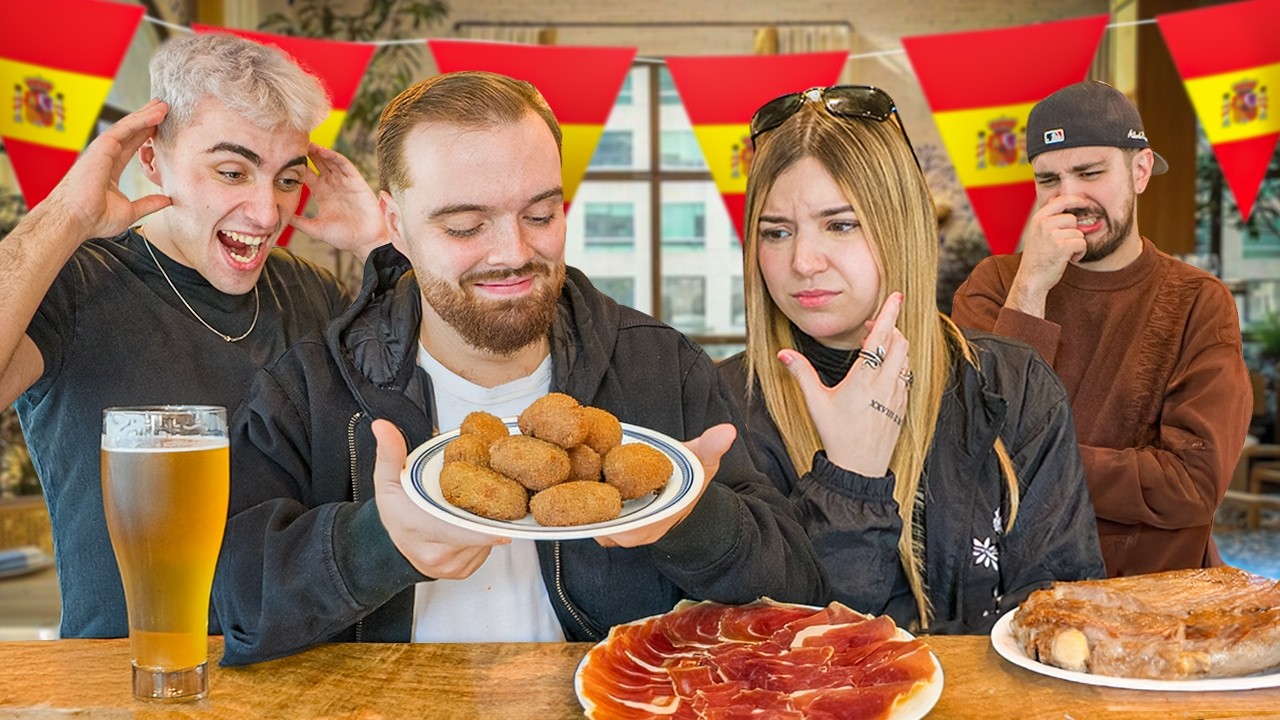PROBANDO COMIDA ESPAÑOLA CON IBAI, JUAN Y KARCHEZ 🇪🇸🍴