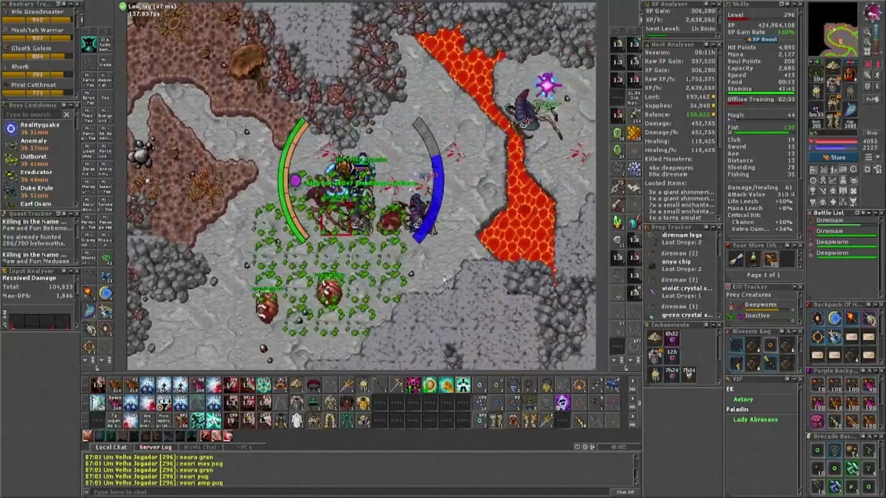 LV 296 Monk - Hunting Diremaw 2KK/H Raw
