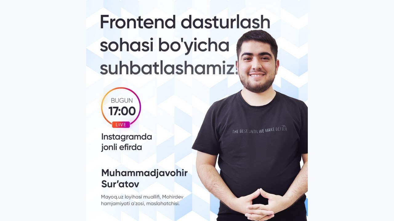 Frontend dasturlash haqida gaplashamiz. Savol-javoblar