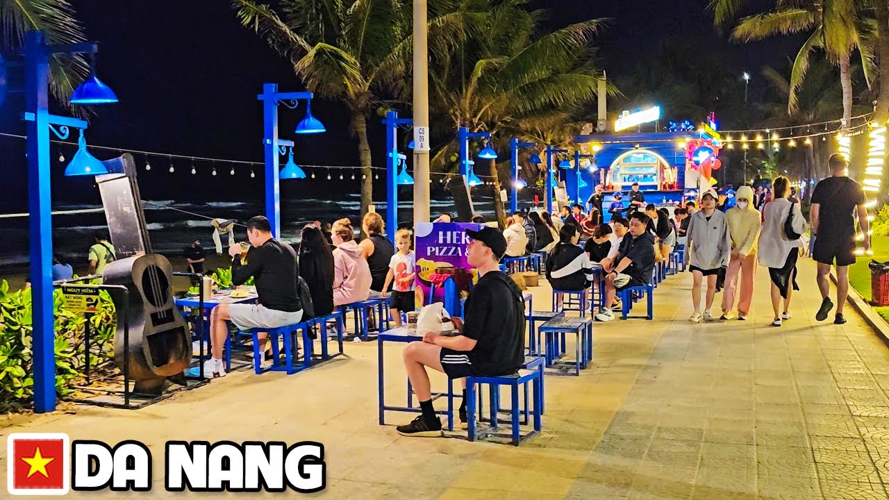 DA NANG VIETNAM Full Night at My Khe Beach - Chill Vibes Relax Atmosphere Everyone Enjoy the Sea