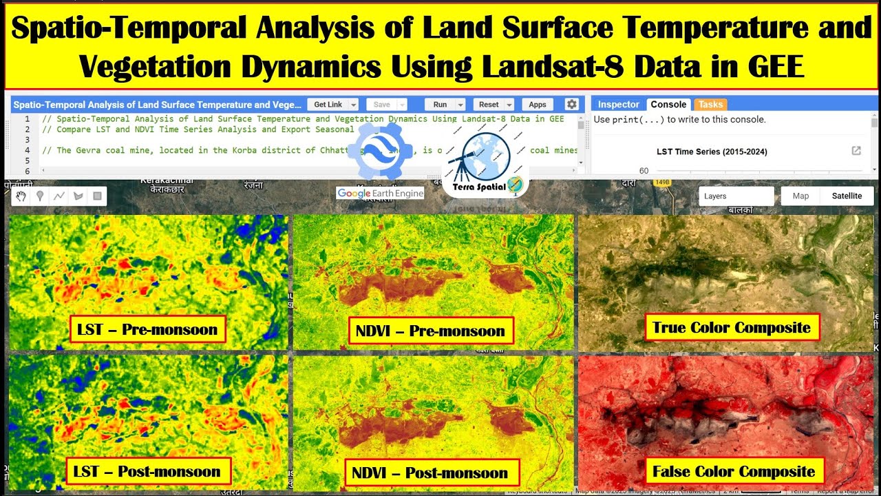Spatio-Temporal Analysis of Land Surface Temperature & Vegetation Dynamics using Landsat-8 in GEE