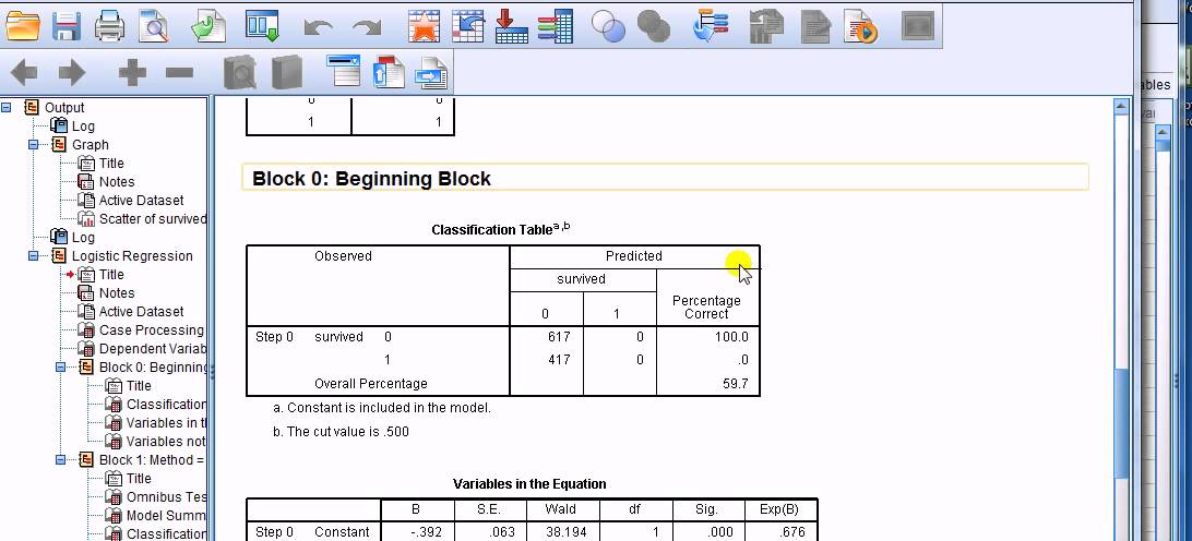 SPSS for newbies: Interpreting the coefficients of a logistic regression