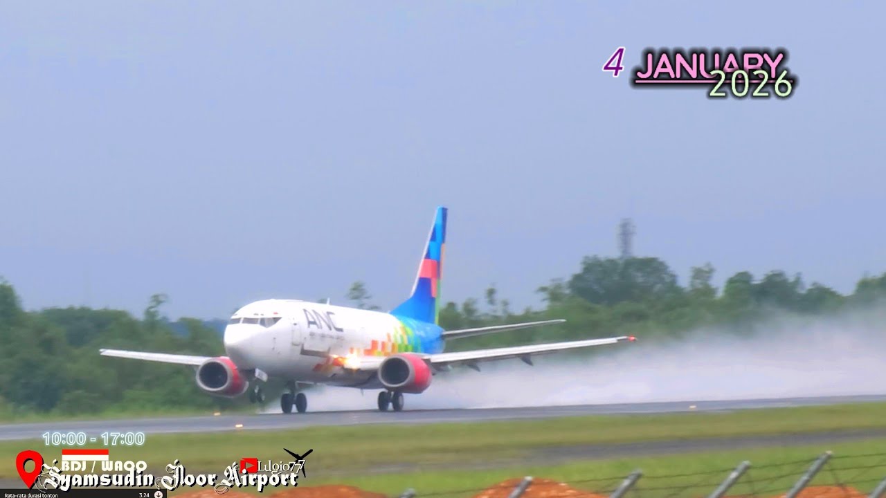 4.1.26🌧️✈️Planespotting Saat Hujan Syamsudin Noor Airport BDJ/WAOO 🔹🔶