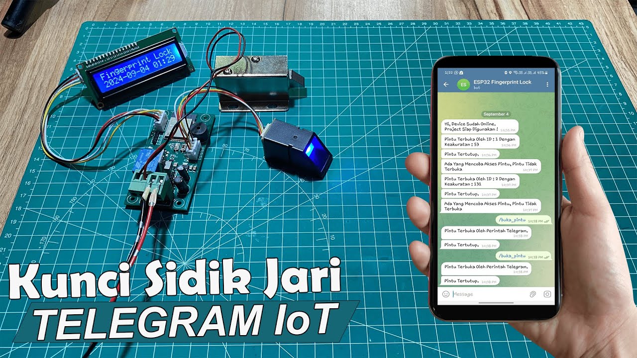 TUTORIAL Membuat Kunci Pintu Sidik Jari Dan TELEGRAM Fingerprint AS608 ESP32 IoT