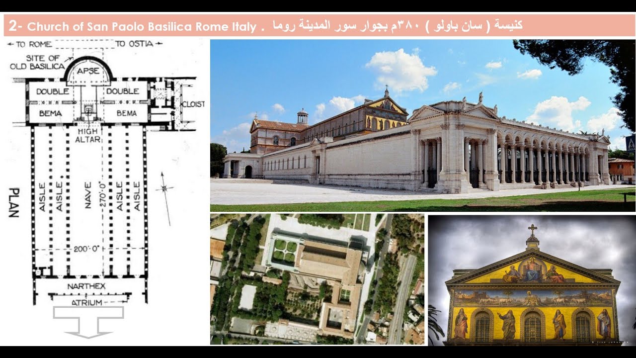 كنيسة سانت أجنيز وسان باولو بجاور سور روما ايطاليا - عمارة فجر المسيحية, د/كمال الجبلاوى