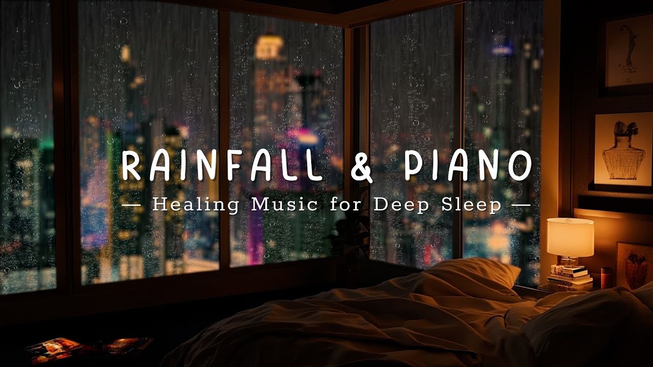 Deep Sleep Piano Music with Rain Outside the Bedroom Window | Calm Mind & Body