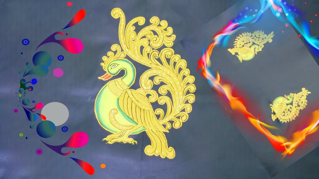 // Tanjore Style Peacock Blouse Painting // Fabric Painting💞 // 