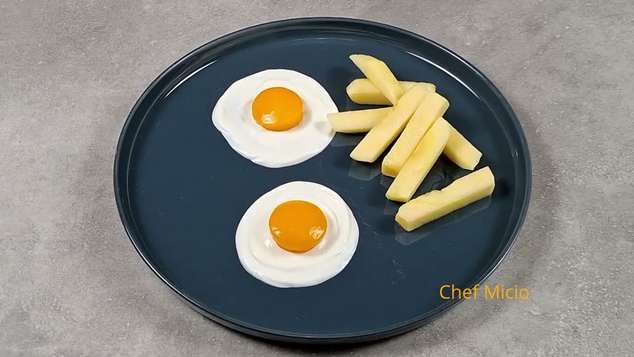 Trompe l'oeil Oeufs au plat et bonhomme rigolo