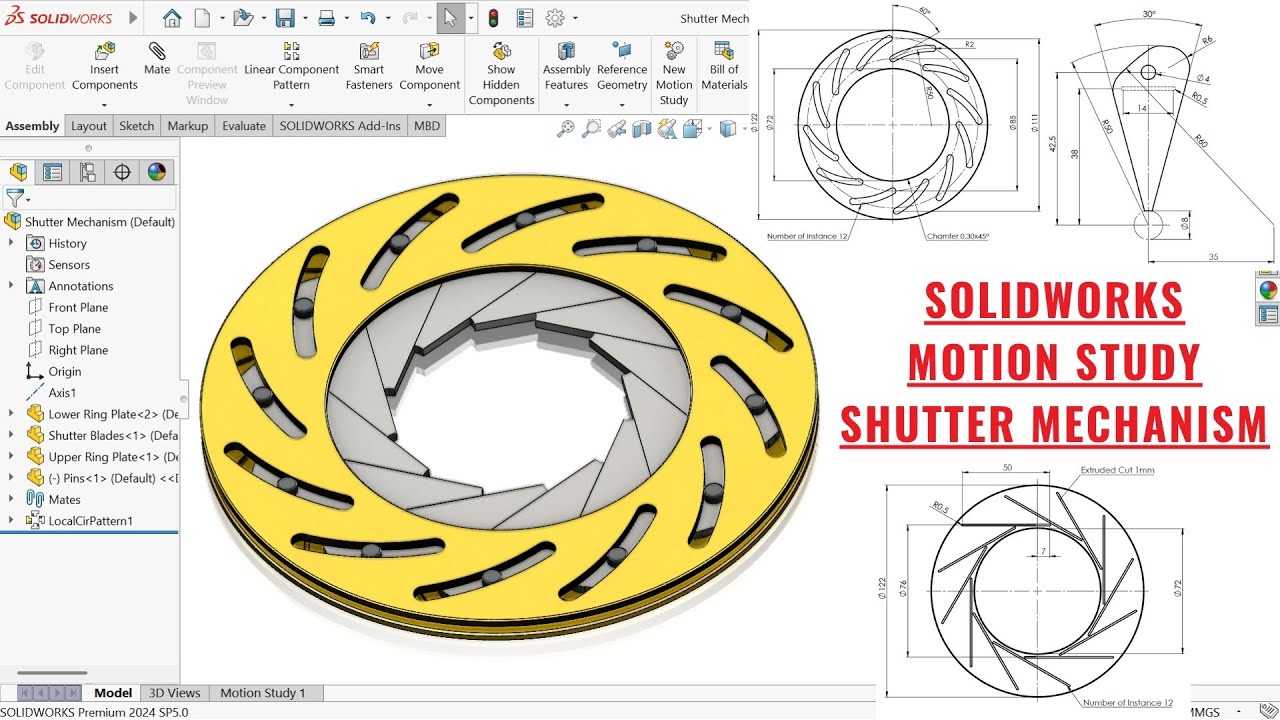 Учебное пособие по SolidWorks | Пошаговое реалистичное исследование механизма затвора с исследова...