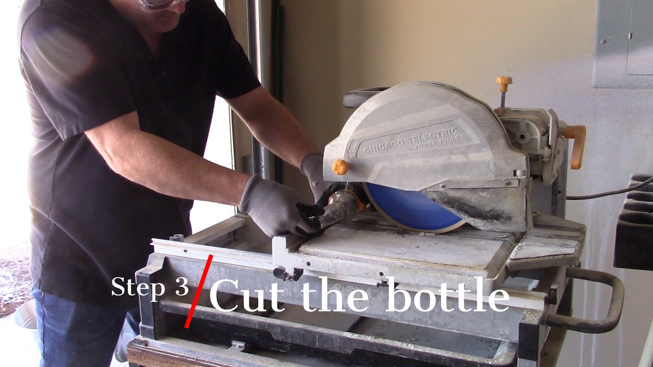 How to cut a glass beer bottle with a tile saw