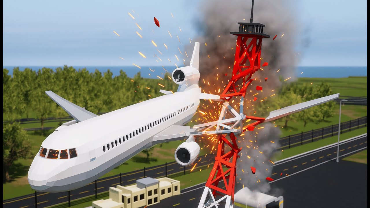 RADIO TOWER vs PLANES - Airplane Crash in BRICK RIGS