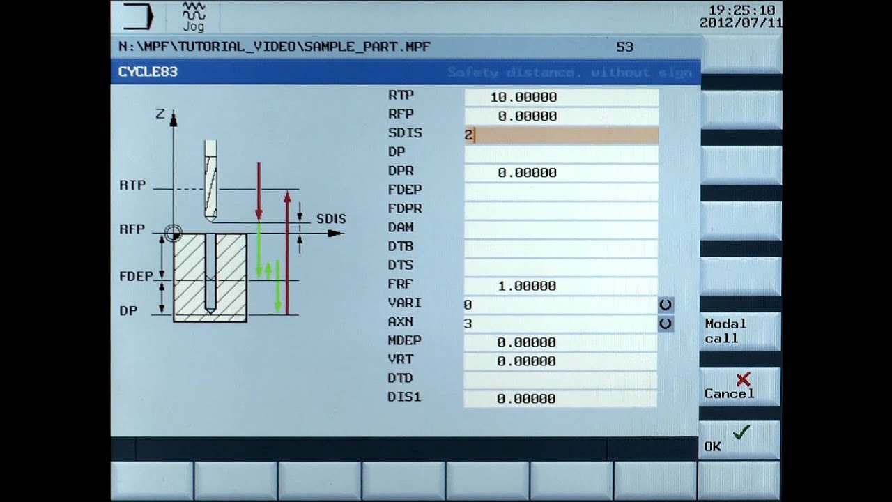 SINUMERIK 808D Tutorial Milling Part 17 - Cycle83 Drilling