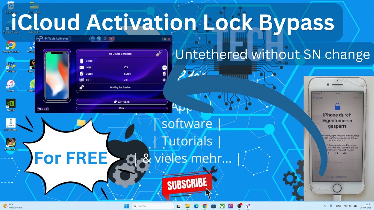 How to bypass the iCloud Activation Lock for FREE with P-Tech Activator | iPhone 6S - X