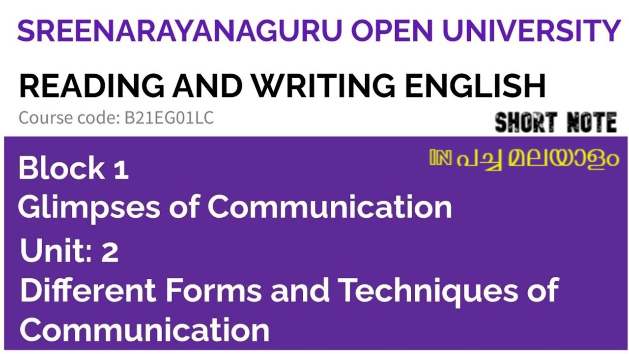 SGOU, Reading and Writing English, Block 1, Unit 2, DIFFERENT FORMS & TECH 2 COM | Summary | SEM 1