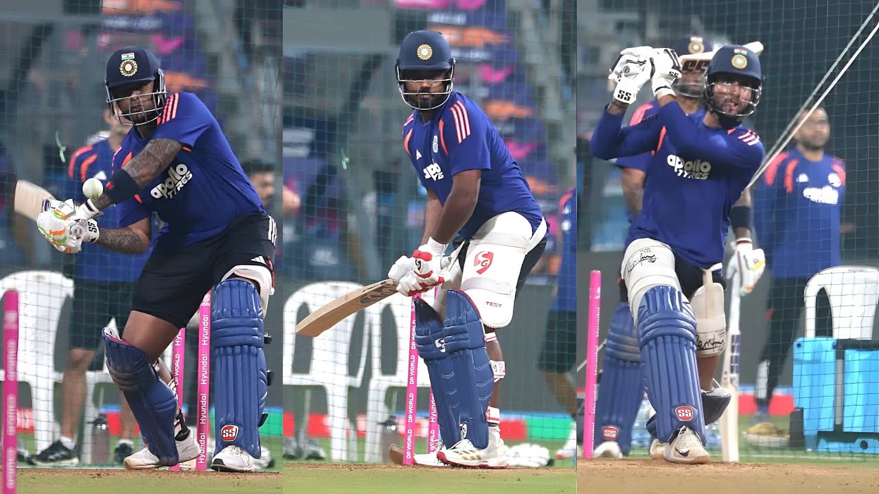 Abhishek Sharma, Hardik pandya, Suryakumar Yadav practice Session In Nets at Wankhede for 2nd SF