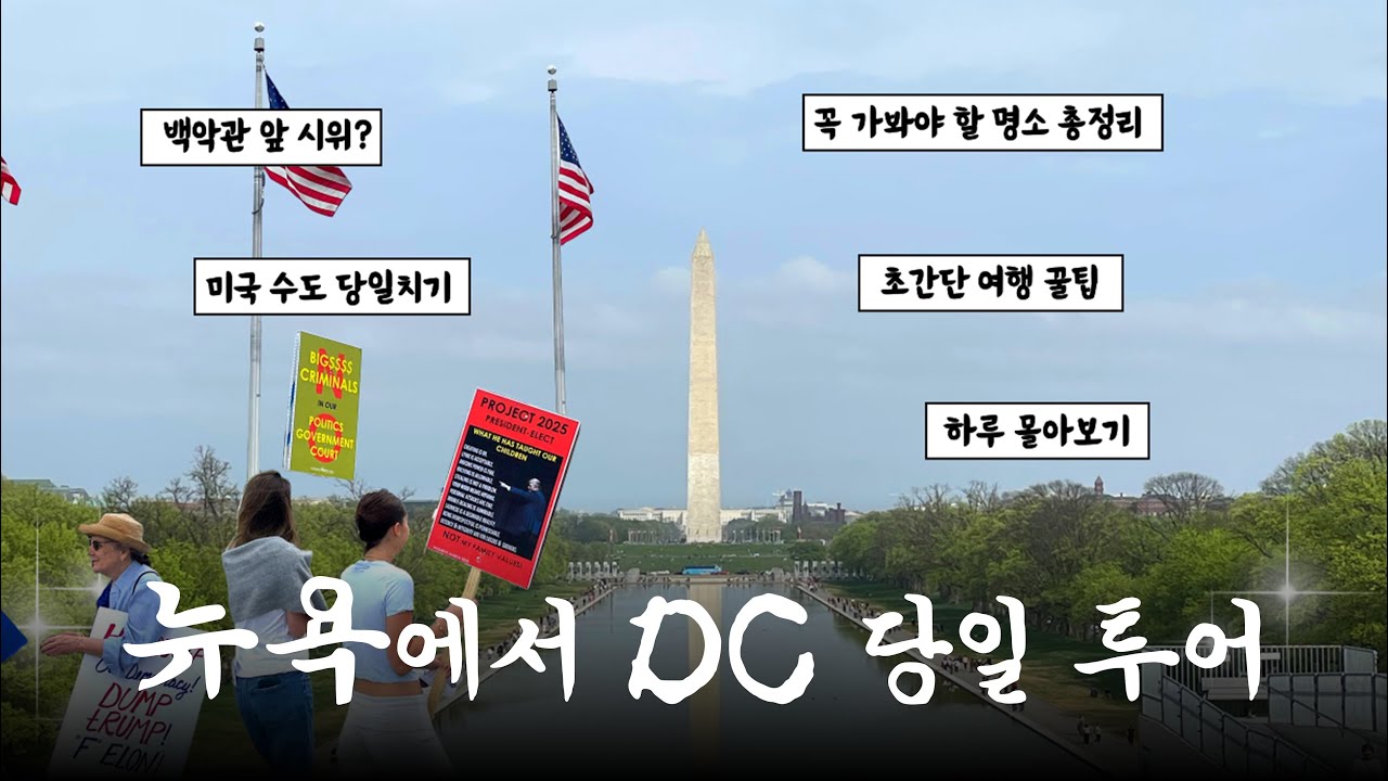 [프로출장러_뉴욕편] 뉴욕에서 워싱턴 D.C 당일 찍먹투어하기! ㅣ백악관ㅣ워싱턴기념관ㅣ토마스 제퍼슨 기념관ㅣ한국전쟁 메모리얼ㅣ링컨기념관ㅣ국회의사당