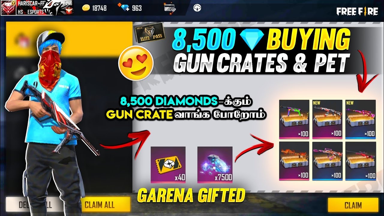 💥 First Time Elitepass Claim 😂 Open 500+ Gun Crates💥 😭ஒன்னும் கடைகளை // FreeFire