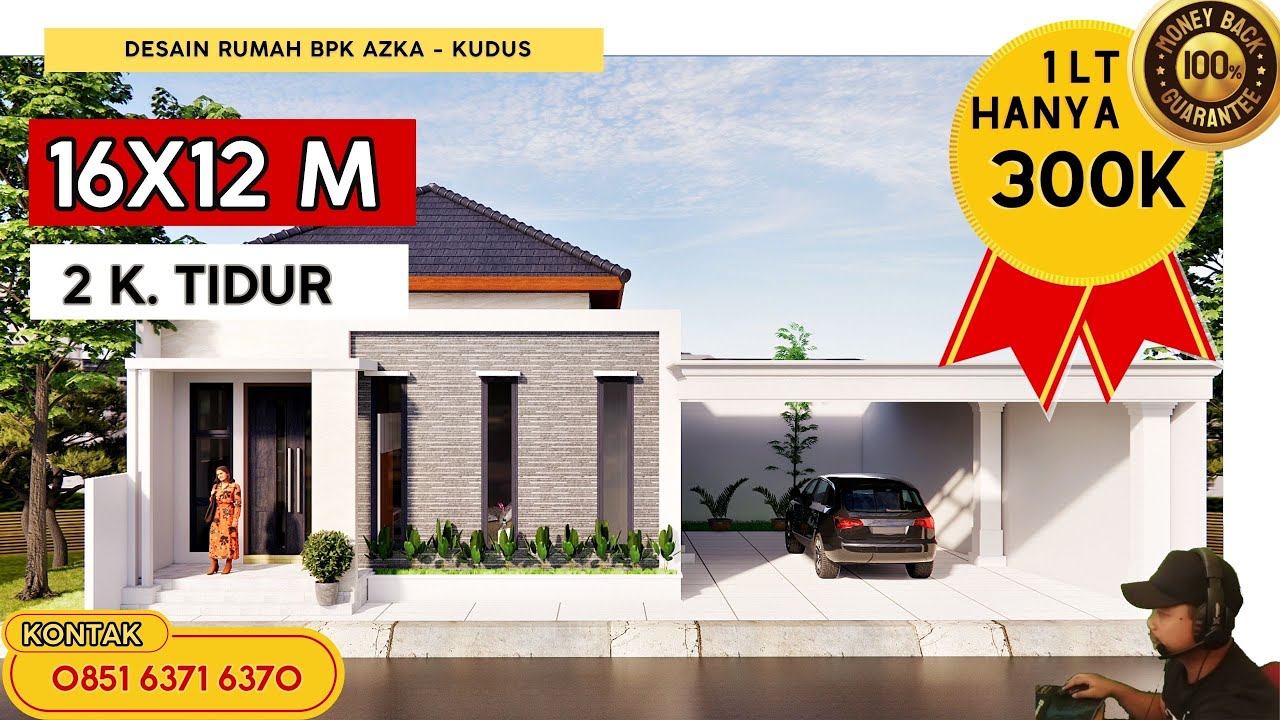 Desain Rumah Minimalis 16x12 M (1 lantai ) Bpk Azka  - Jasa Desain Rumah Kudus