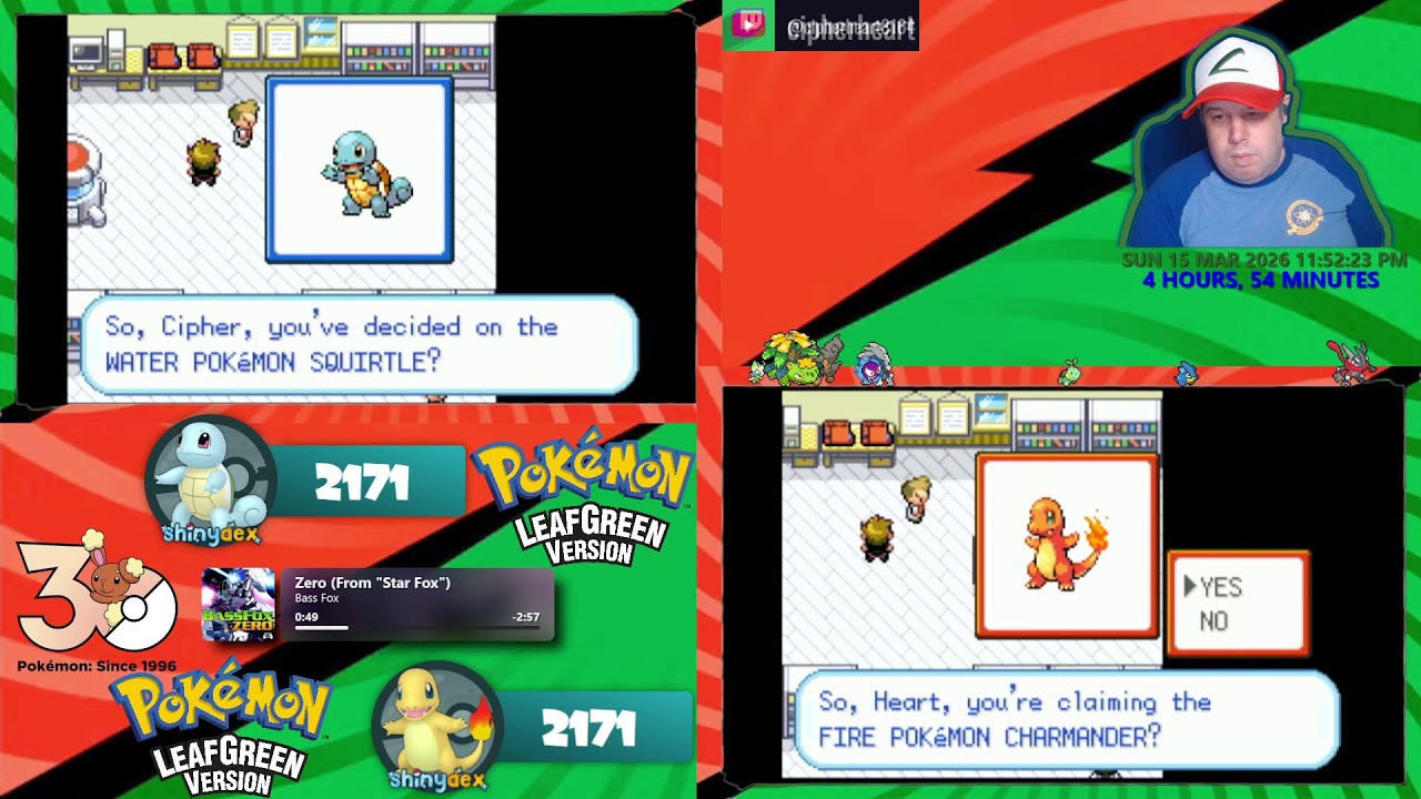 ✨️ Pokemon FR/LG Double Shiny Hunting Charmander/Squirtle 2nd of 3 starters ✨️ | !shinydex