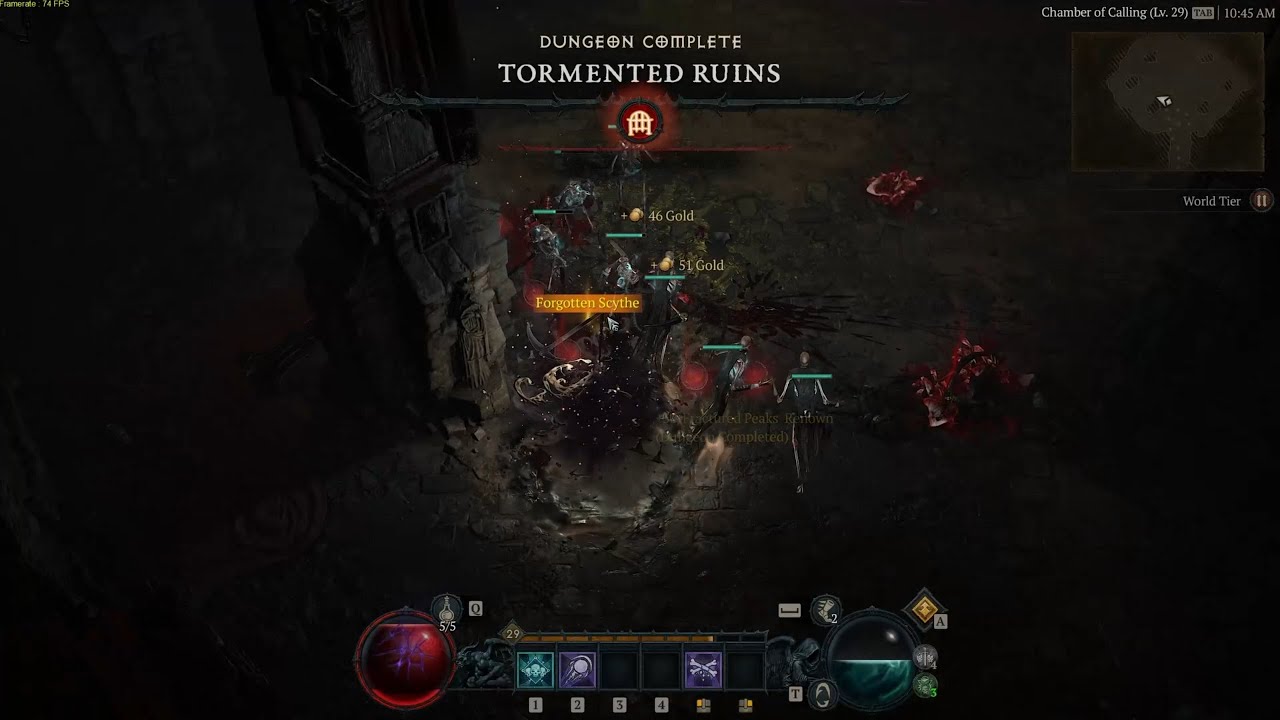 Diablo 4, Tormented Ruins Dungeon run. Full loot bags at the end.